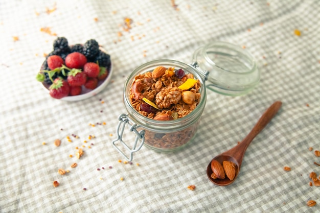 Homemade delicious granola with nuts