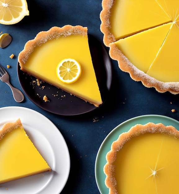 Homemade delicious lemon tart pie generative art by AI