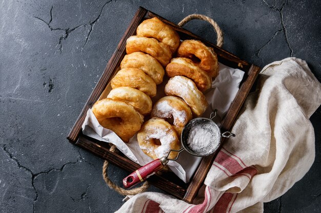 Homemade donuts with sugar powder