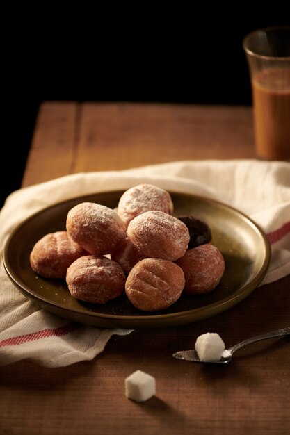 Homemade donuts with sugar