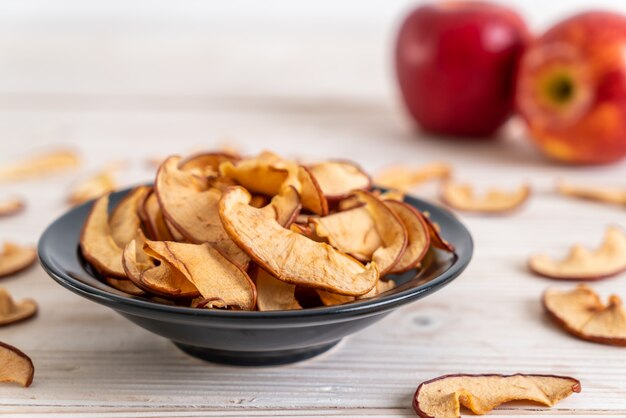 Homemade dried organic apple sliced