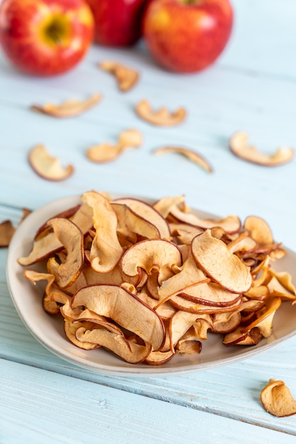 Homemade dried organic apple sliced