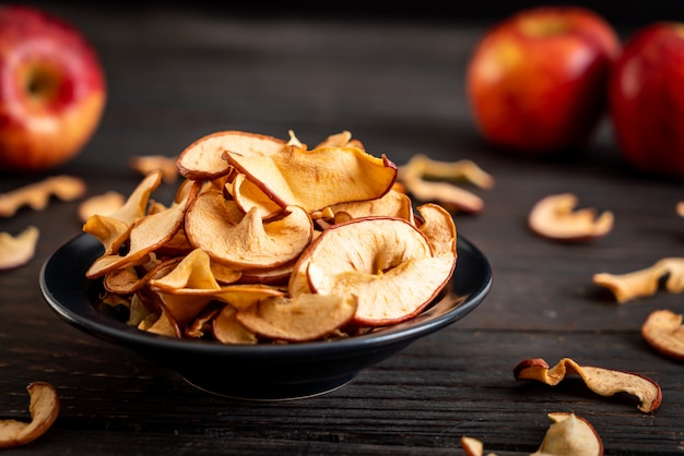 Homemade dried organic apple sliced