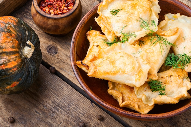 Homemade dumplings with pumpkin