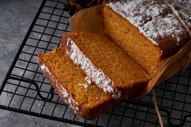 Homemade English sponge cake, tender carrot cake