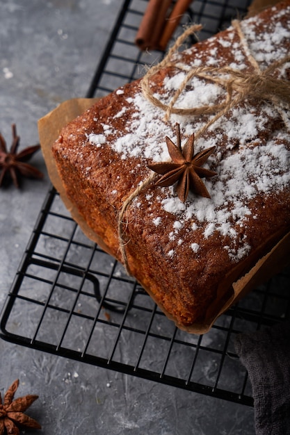 Homemade English sponge cake, tender carrot cake