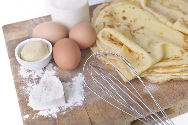 Homemade french pancakes with ingredient 