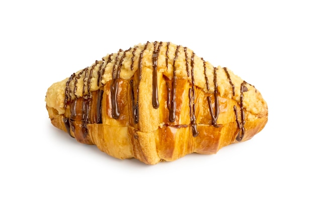 Homemade Fresh Baked Banana Chocolate Croissant isolated on white background with clipping path