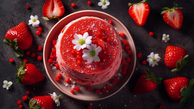 homemade fresh strawberry mousse dessert