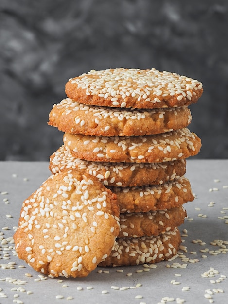 Homemade freshly baked tahini and sesame seeds cookies