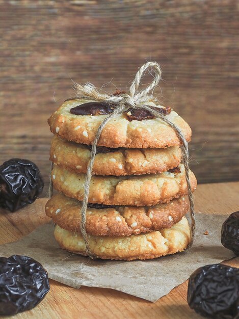 Homemade freshly baked tahini and sesame seeds with dates cookies