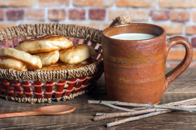 Homemade fried patties on wooden table