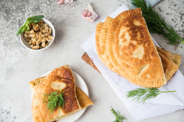 Homemade Fried Pies. Chebureks. National Tatar pastries.