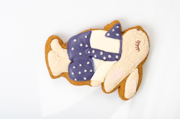 Homemade gingerbread cookies in shape of animals for children. Studio Photo