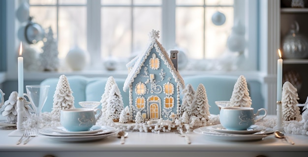 Фото Домашний дом из имбирного хлеба рождественская концепция имбирный дом печенье новый год концепция праздничная