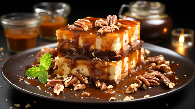 Homemade gourmet dessert chocolate caramel fudge