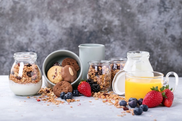 Homemade granola breakfast