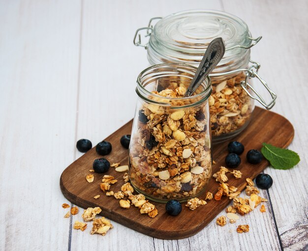 Homemade granola in jar