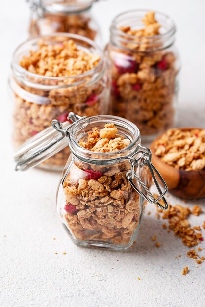 Homemade granola with dried berry 