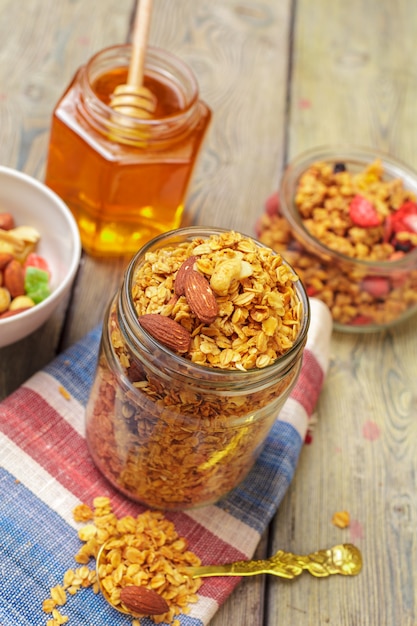 Homemade granola with nuts and seeds