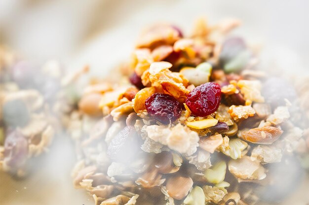 Homemade granola with quinoa and dried cranberry