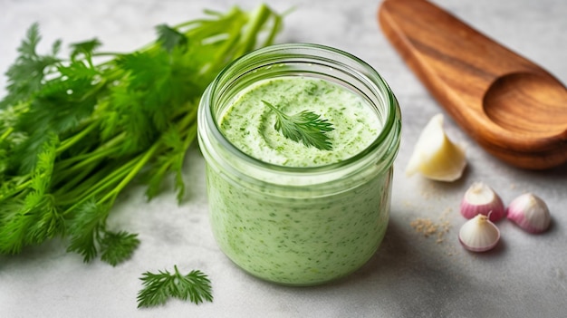 Homemade Green Goddess Dressing in a Jar