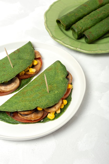 Homemade Green Spinach Crepes