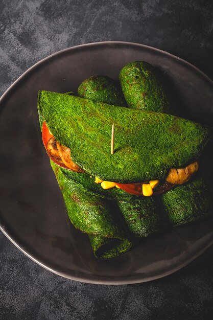 Homemade Green Spinach Crepes