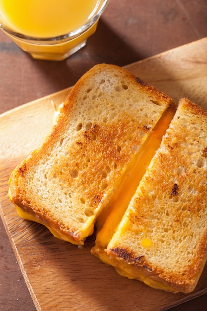 Homemade grilled cheese sandwich for breakfast