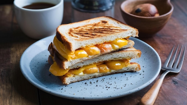 Homemade grilled cheese sandwich for breakfast