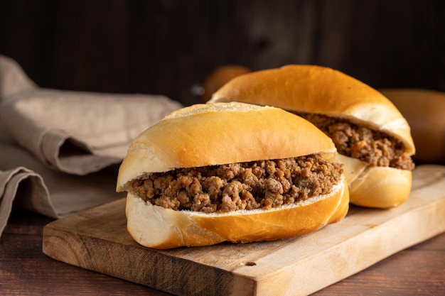 Homemade ground beef sandwich Sloppy joe sandwich