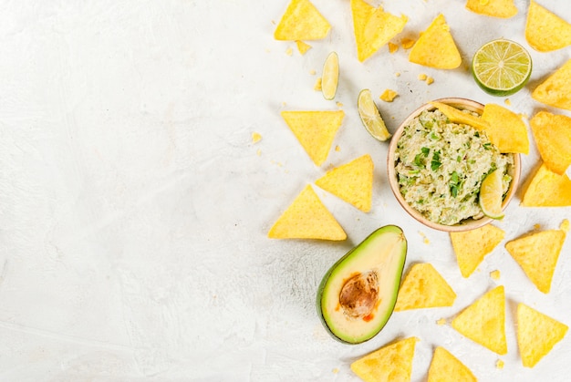 Homemade guacamole in bowl