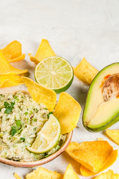 Homemade guacamole in bowl