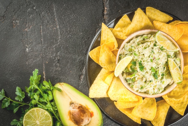 Homemade guacamole in bowl