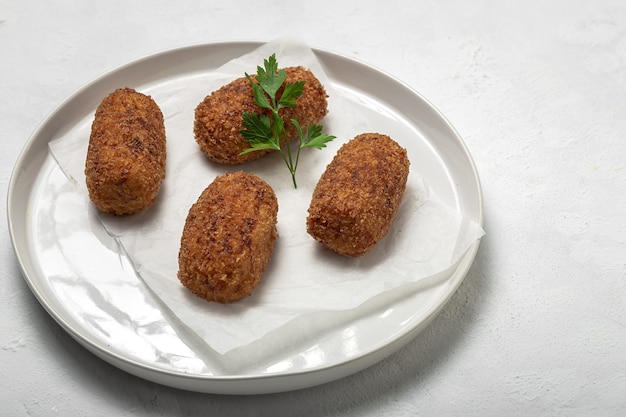 Homemade ham croquettes. Typical Spanish food