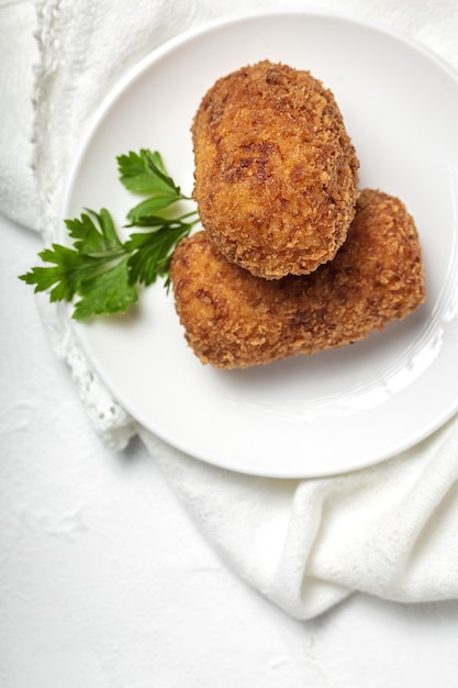 Homemade ham croquettes. Typical Spanish food