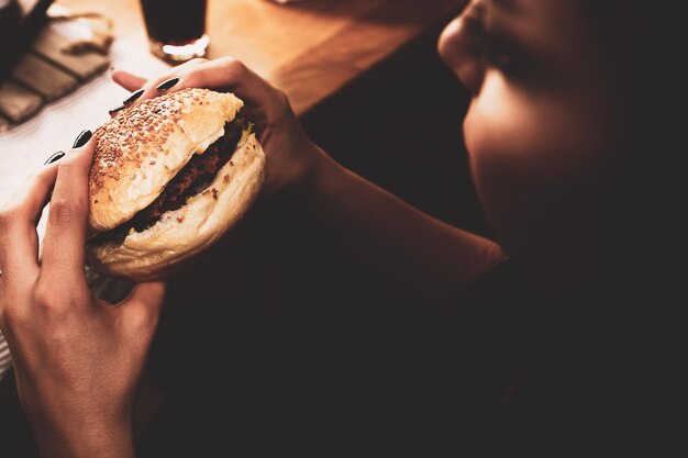 Homemade hamburger with fresh vegetables