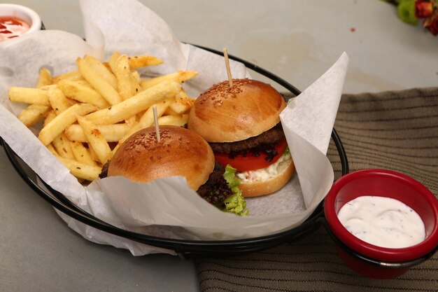 Homemade hamburger with fresh vegetables