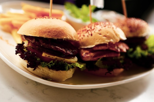 Homemade hamburger with fresh vegetables