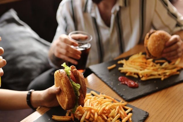 Homemade hamburger with fresh vegetables