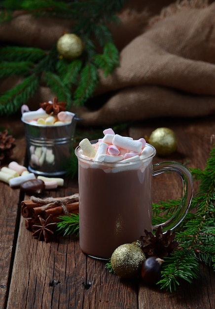 Homemade hot chocolate or cocoa drink