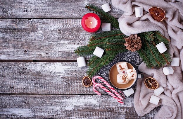 Homemade hot chocolate or cocoa drink