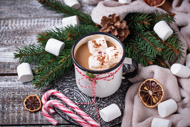 Homemade hot chocolate or cocoa drink