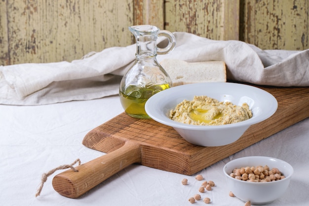 Homemade hummus on a plate