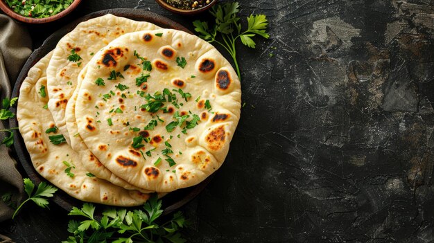 Homemade Indian Naan Flatbread made with Whole Wheat