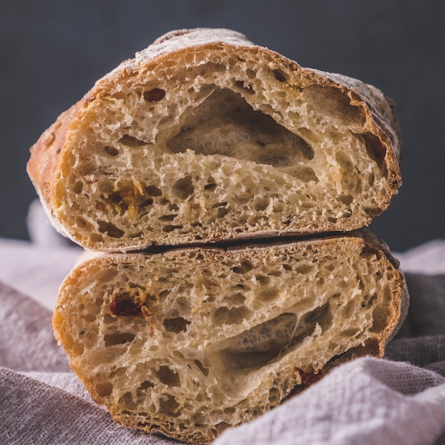 Homemade Italian ciabatta bread