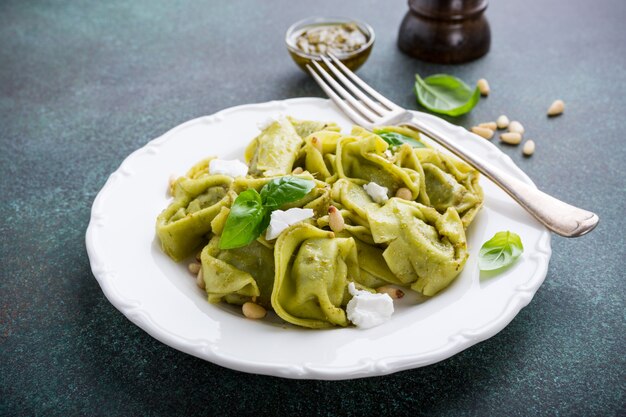 Homemade Italian tortelloni