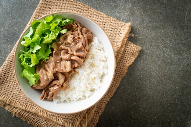 Homemade Japanese Pork Donburi Rice Bowl