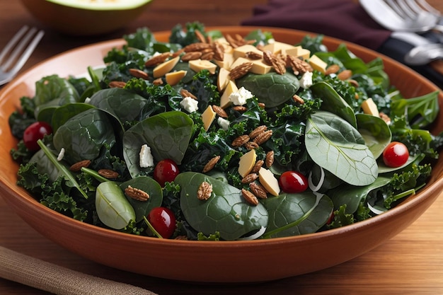 Homemade kale and spinach salad recipe