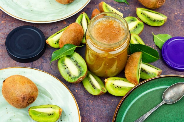 Homemade kiwi jam preserve